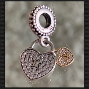Pandora Cz Sterling Silver Gold Love Locks Charm